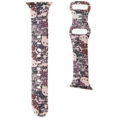 3. Hello Kitty Silicone Tags Graffiti Strap for Apple Watch 38/40/41mm - Pink