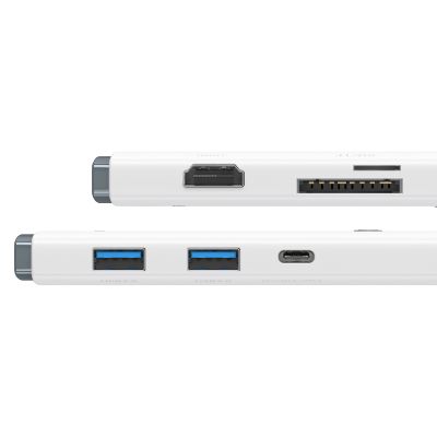 3. Baseus Lite Series multifunctional HUB USB Type C - 2 x USB 3.0 / USB Type C PD / HDMI 1,4 / SD / TF white (WKQX050102)