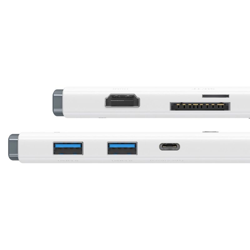 3. Baseus Lite Series multifunctional HUB USB Type C - 2 x USB 3.0 / USB Type C PD / HDMI 1,4 / SD / TF white (WKQX050102)