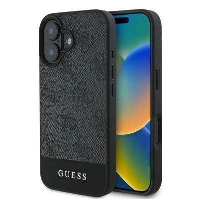 Guess 4G Bottom Stripe Case for iPhone 16 Plus 6.7" - Gray