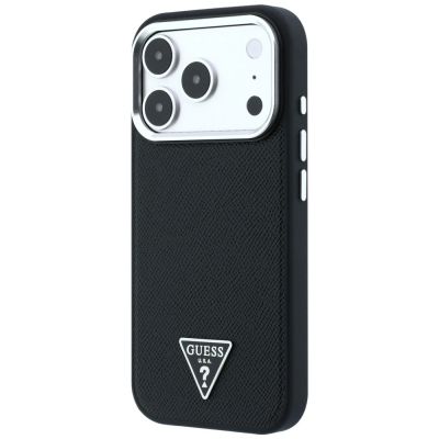 2. Guess Grained Triangle Logo MagSafe Case for iPhone 17 Pro / 18 Pro - Black