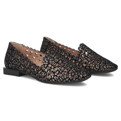 4. Women's leather openwork shoes, black Filippo DP7710