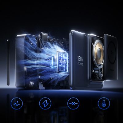 8. Baseus Nomos NH21 Qi2 160W 4-in-1 Wireless Charging Station with Retractable Cable - Black