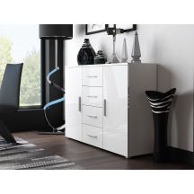 UNI white/gloss white chest of drawers (WHITE)