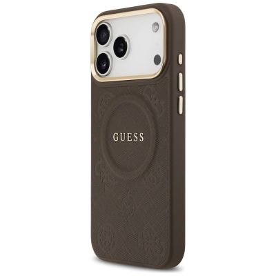 2. Guess Peony Hot Stamp MagSafe Case for iPhone 17 Pro Max - Brown