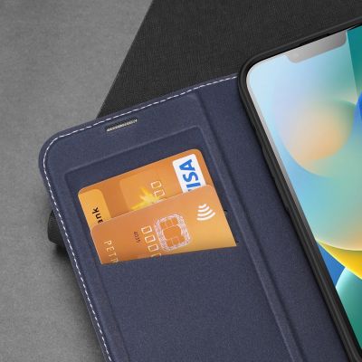 8. Dux Ducis Skin X2 case for iPhone 14 Plus case with magnetic flap blue
