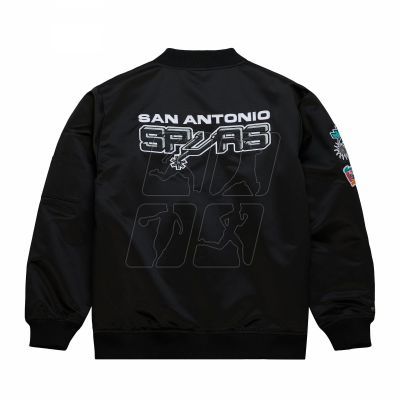 2. Mitchell &amp; Ness Lightweight Satin Bomber San Antonio Spurs M Jacket SJKT6599-SASYYPPPBLCK