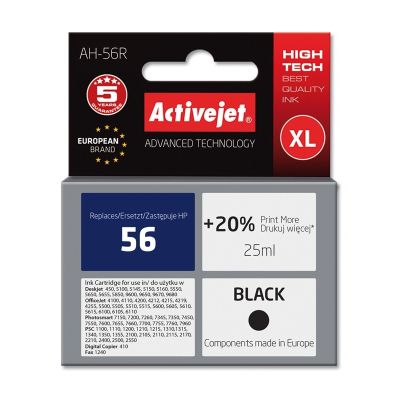 Activejet AH-56R Ink (replaces HP 56 C6656A; Premium; 25 ml; black)