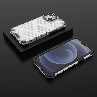 13. Honeycomb Case armor cover with TPU Bumper for iPhone 13 mini transparent