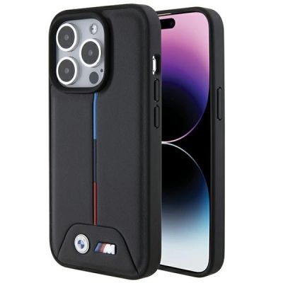 BMW Quilted Tricolor iPhone 15 Pro Case - Black
