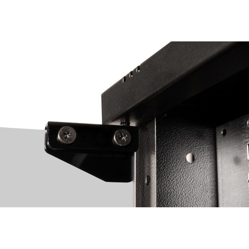 19. 19" 4U wall-mounted network cabinet, SOHO PRO 240 x 540 x 400 mm, glass door, black, unassembled, 60 kg
