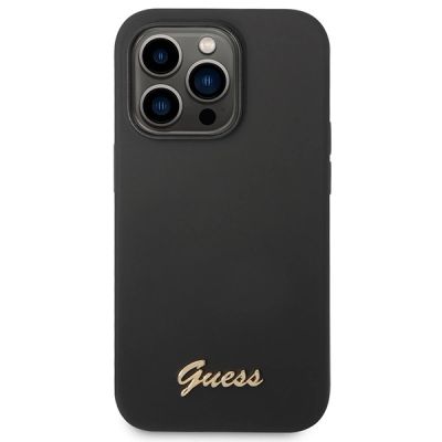 3. Guess GUHCP14XSLSMK iPhone 14 Pro Max 6.7" black/black hard case Silicone Vintage Gold Logo