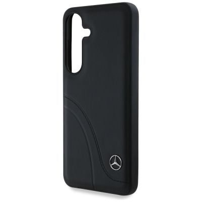 6. Mercedes Leather Curved Stitches Case for Samsung Galaxy S25 - Black