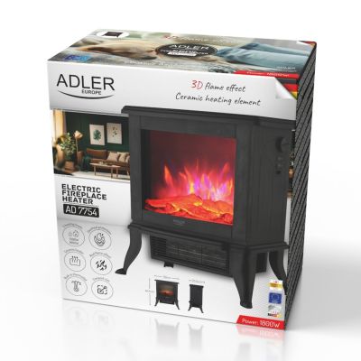 29. Electric fireplace | 2 heating levels: 1000W / 1800W | 3D flame effect | Adler Adler thermostat