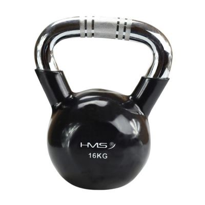24. Kettlebell cast iron handle chrome knurled HMS KTC12 BLACK 