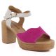 Vinceza 26-66943 Pink and Beige Leather Heeled Sandals
