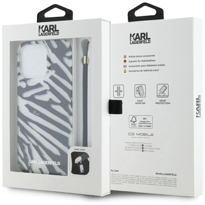 7. Karl Lagerfeld IML Zebra Pattern & Cord case for iPhone 15 Pro - black