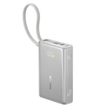 Baseus PicoGo 10000mAh 45W Powerbank with Digital Display and Built-in USB-C Cable - Titanium