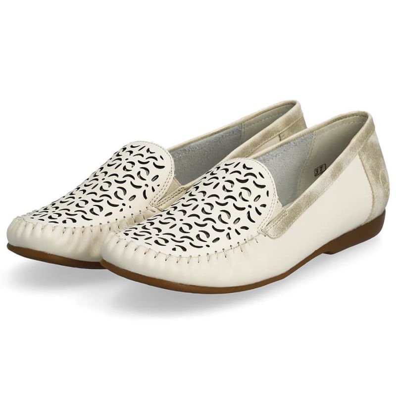 8. Rieker W RKR658 comfortable leather openwork shoes, beige