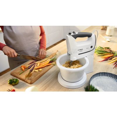 4. Bosch ErgoMixx MFQ37490 Mixer with Bowl (750W; White)