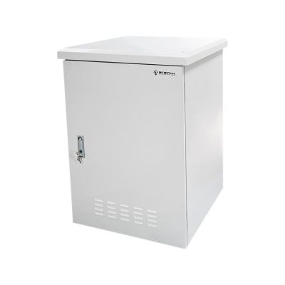 Outdoor rack cabinet IP55, wall-mounted 19" 15U 600x600, 4 support beams, 4 cable glands, gray ALANTEC