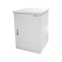 Outdoor rack cabinet IP55, wall-mounted 19" 15U 600x600, 4 support beams, 4 cable glands, gray ALANTEC