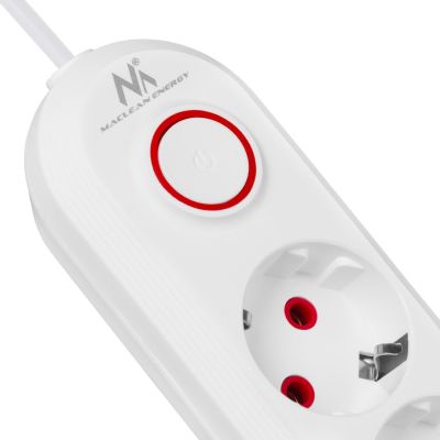 5. MACLEAN POWER STRIP EXTENSION CORD 5 OUTLETS + 3XUSB, 110-240V AC 50/60HZ, 2.1A MAX 2500W, 1.5M, WHITE MCE395W