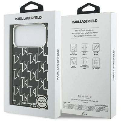 8. Karl Lagerfeld IML KL Monogram MagSafe Case for iPhone 17 Pro Max - Black