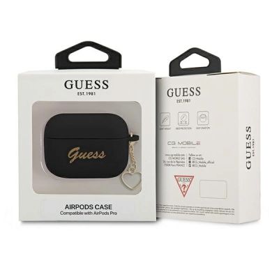 3. Guess GUAPLSCHSK AirPods Pro cover black/black Silicone Charm Heart Collection
