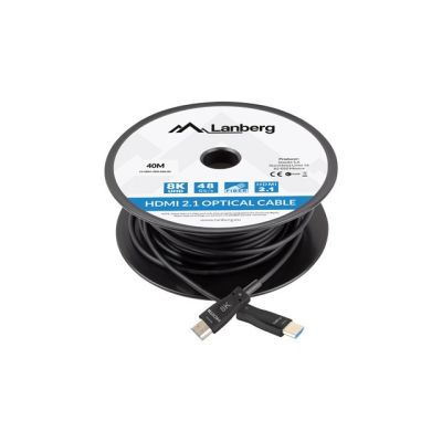 14. LANBERG HDMI CABLE M/M V2.1 40M 8K OPTICAL AOC CA-HDMI-30FB-0400-BK