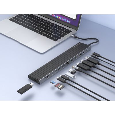 4. CONCEPTRONIC 14-1 USB-C docking station->2xHDMI/DP/2xUSB-C/+ 18cm white