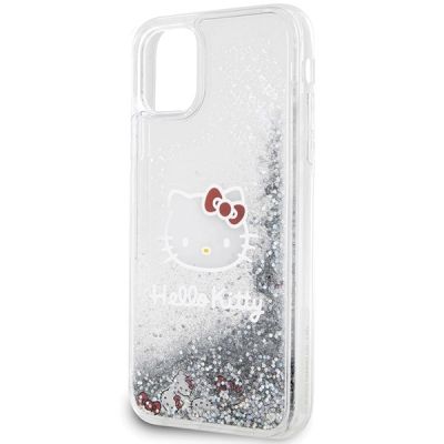 6. Hello Kitty Liquid Glitter Charms Kitty Head Case for iPhone 11 / Xr - Silver