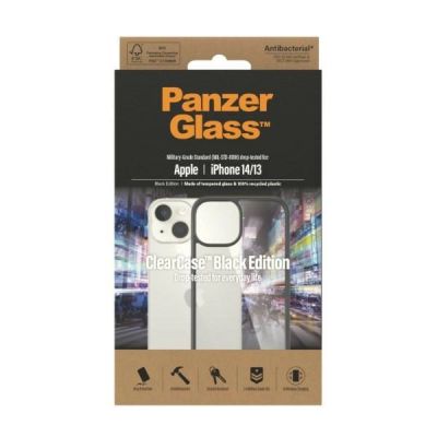 3. PanzerGlass ClearCase antibacterial case for iPhone 14 / 15 / 13 - transparent and black
