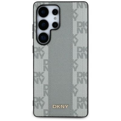 3. DKNY Leather Checkered Pattern MagSafe Case for Samsung Galaxy S25 Ultra - Gray