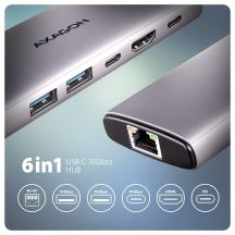 Axagon HMC-6G2L Wired Docking Station USB 3.2 Gen 2 (3.1 Gen 2) Type-C Aluminum