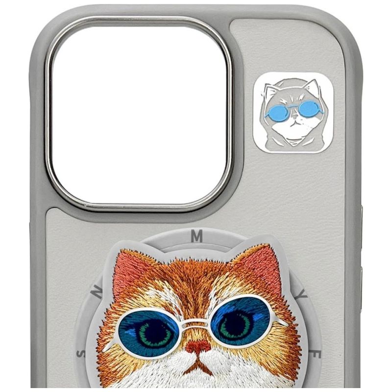7. Nimmy Glasses Cool Cat MagSafe Case for iPhone 16 Pro - Gray