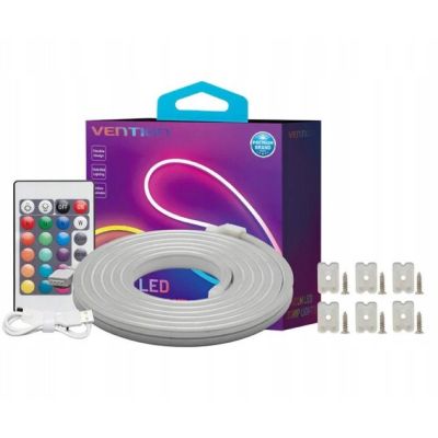 6. Vention Silicone Neon LED Strip with IR Remote Control, USB 5V Power Supply, 2m