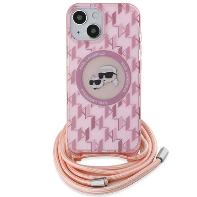 2. Karl Lagerfeld IML Crossbody Monogram Karl & Choupette Head MagSafe case for iPhone 15 / 14 / 13 - pink