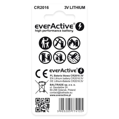 2. EVERACTIVE MINI CR2016 LITHIUM BATTERIES BLISTER 2 PCS CR20162BL