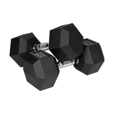 3. HEX 2x15 kg rubber-coated cast iron dumbbells REBEL ACTIVE
