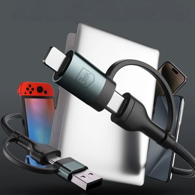 3. 3mk Hyper Cable N-SERIES 2 in 2 USB-A / USB-C and USB-C / Lightning 1.2m QC 3.0 9V/2A 60W - black