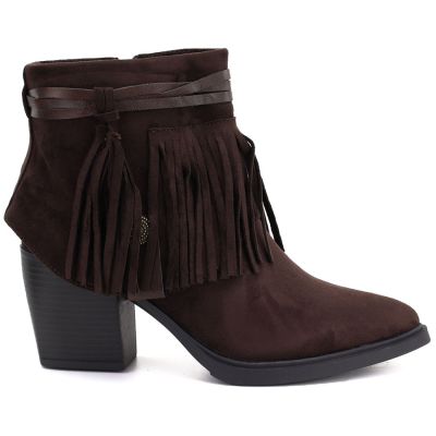 2. Women's insulated cowboy boots with fringes, chocolate M.Daszyński