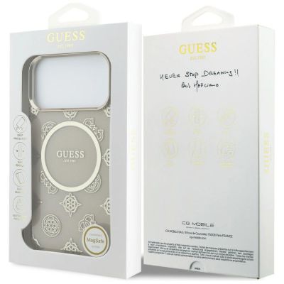 8. Guess IML Peony Dot MagSafe Case for iPhone 17 Pro Max - Beige