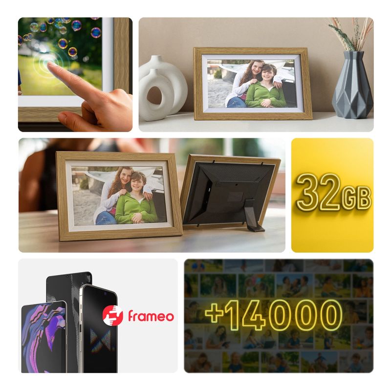 5. Wozinsky WRC-32 10.1" Digital Photo Frame with Frameo 32GB App - Light Brown