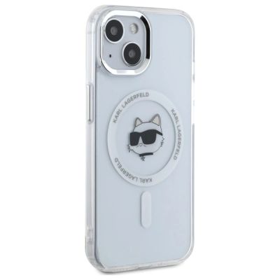 4. Karl Lagerfeld IML Metal Choupette Head MagSafe iPhone 15 Case - White