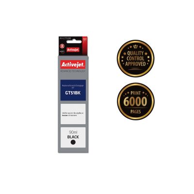 2. Activejet AH-GT51BK Ink Bottle (replaces HP GT51BK M0H57AE; Supreme; 90 ml; 6000 pages, black).