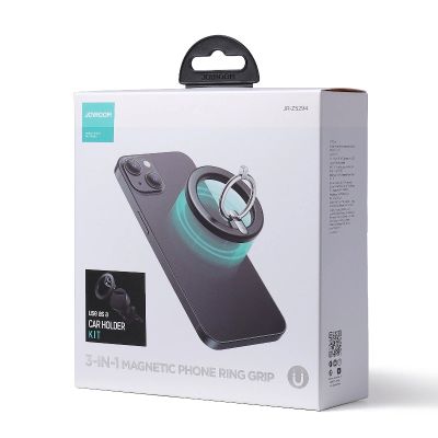 9. Joyroom kit multifunctional magnetic car holder ring phone support black (JR-ZS294)