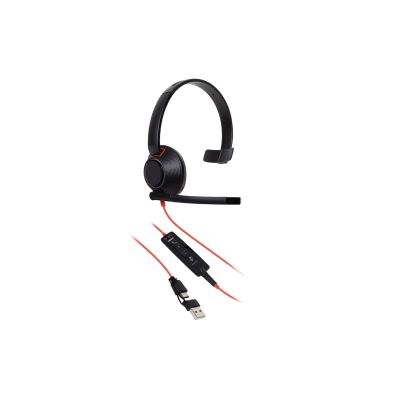 64. POLY Blackwire 5210 Single-Ear USB-C Headset + 3.5mm Plug + USB-C/A Adapter
