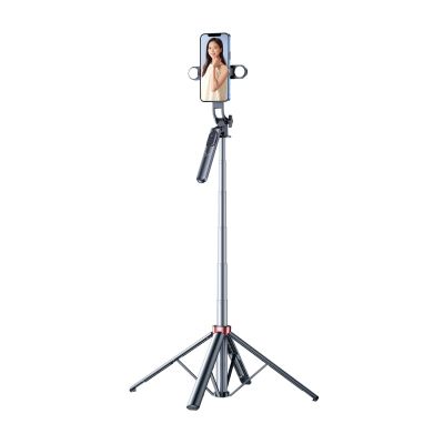 2. Selfie stick WH181D-Y1S 1.75m aluminum alloy telescopic tripod with dual lamp and phone holder - black