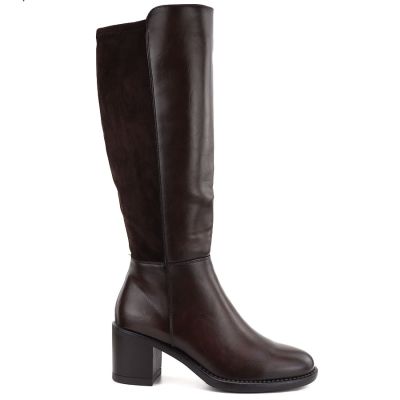 2. Women's high-heeled stretch boots, brown, Vinceza 58652